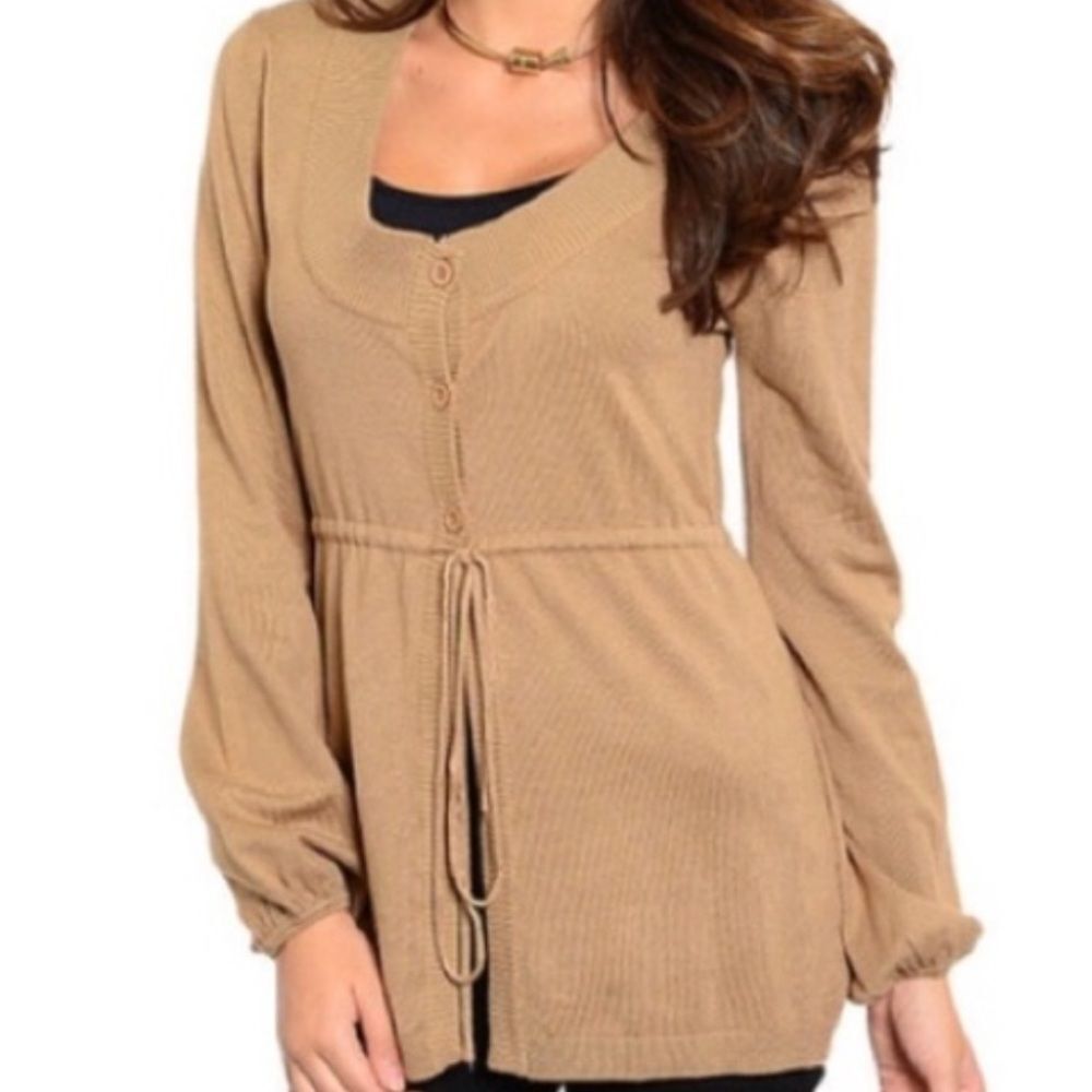 NWOT Women's Soft Camel SILK BLEND CARDIGAN.